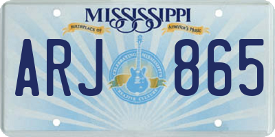 MS license plate ARJ865