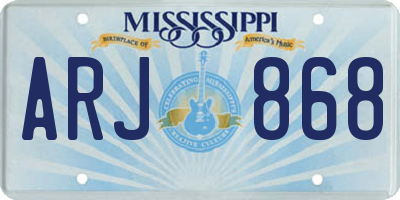 MS license plate ARJ868