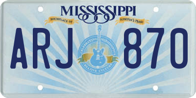 MS license plate ARJ870