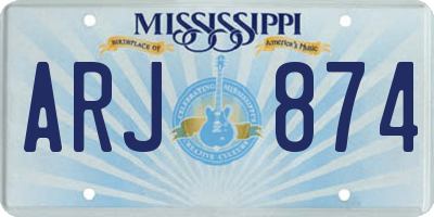 MS license plate ARJ874