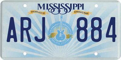 MS license plate ARJ884