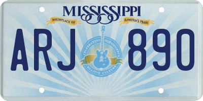 MS license plate ARJ890