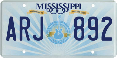 MS license plate ARJ892