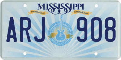 MS license plate ARJ908