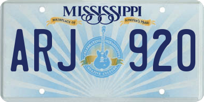 MS license plate ARJ920