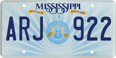 MS license plate ARJ922