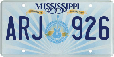 MS license plate ARJ926