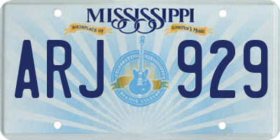 MS license plate ARJ929