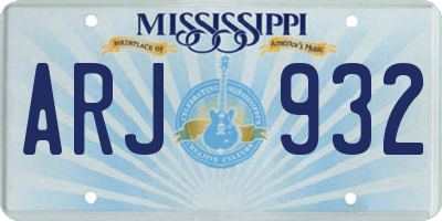 MS license plate ARJ932