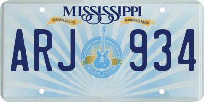 MS license plate ARJ934