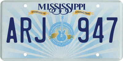 MS license plate ARJ947