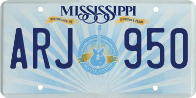 MS license plate ARJ950