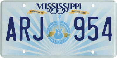 MS license plate ARJ954