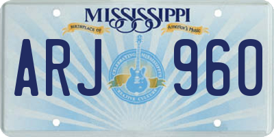 MS license plate ARJ960