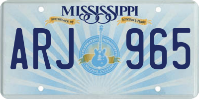 MS license plate ARJ965