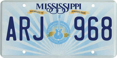 MS license plate ARJ968
