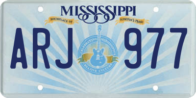 MS license plate ARJ977