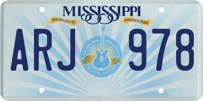 MS license plate ARJ978
