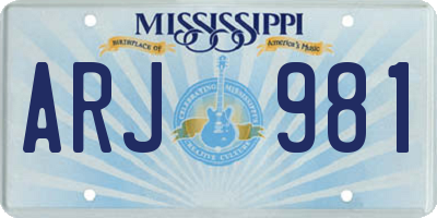 MS license plate ARJ981
