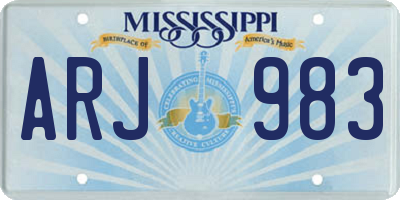MS license plate ARJ983