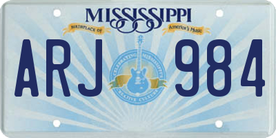MS license plate ARJ984