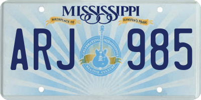 MS license plate ARJ985