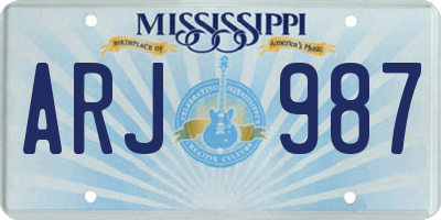 MS license plate ARJ987