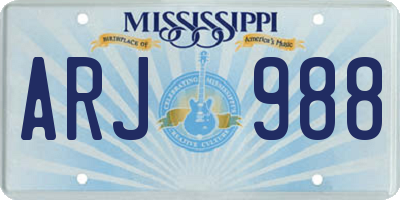 MS license plate ARJ988