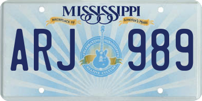 MS license plate ARJ989