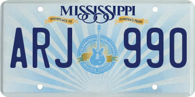 MS license plate ARJ990