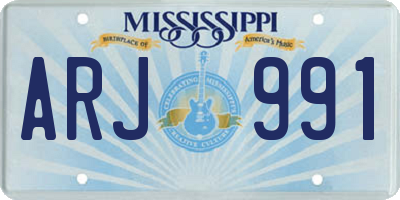 MS license plate ARJ991