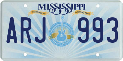 MS license plate ARJ993