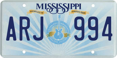 MS license plate ARJ994