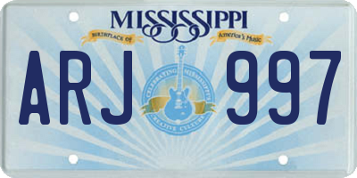 MS license plate ARJ997