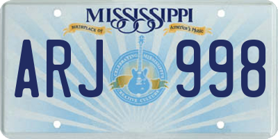 MS license plate ARJ998