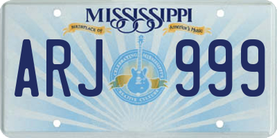 MS license plate ARJ999