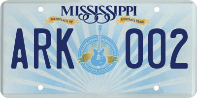 MS license plate ARK002