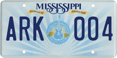 MS license plate ARK004