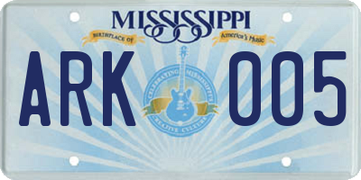 MS license plate ARK005