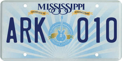 MS license plate ARK010
