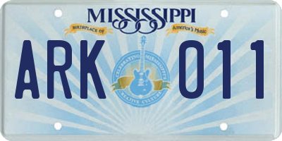 MS license plate ARK011