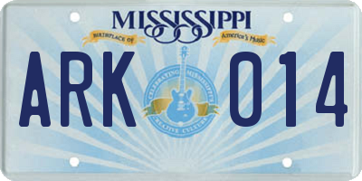 MS license plate ARK014