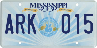 MS license plate ARK015