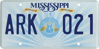 MS license plate ARK021