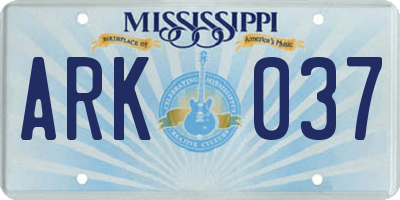 MS license plate ARK037