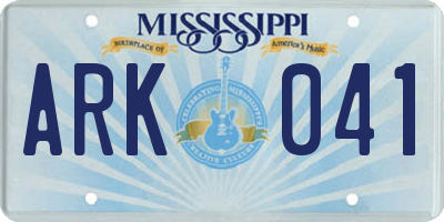MS license plate ARK041