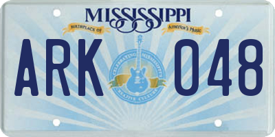 MS license plate ARK048