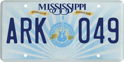 MS license plate ARK049