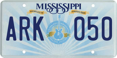 MS license plate ARK050