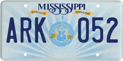 MS license plate ARK052